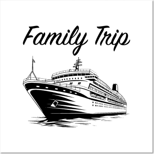 Cruise Ship - Family Vacation (Black Lettering) Posters and Art